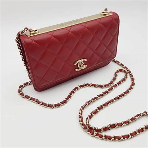 chanel trendy cc wallet on chain red|chanel wallet on chain preloved.